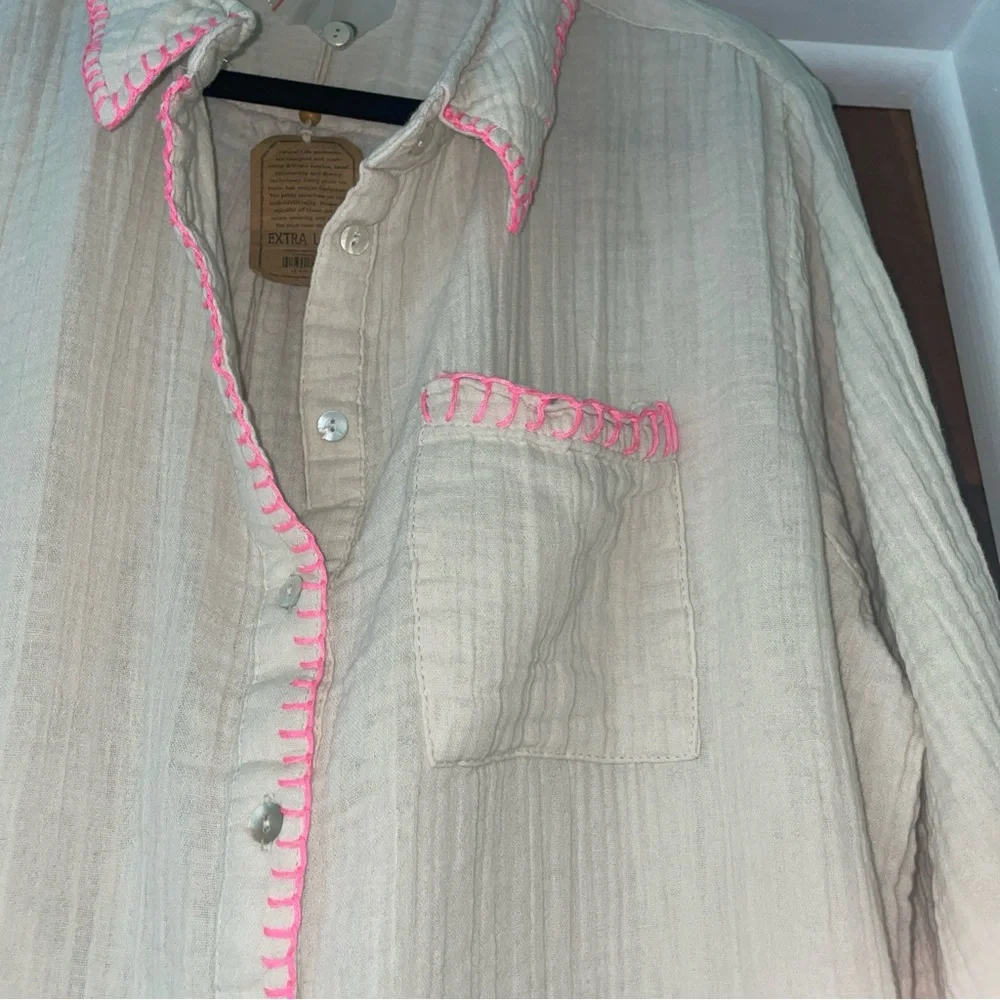 NATURAL LIFE Cream Dress with Pink Trim - Picture 6 of 9